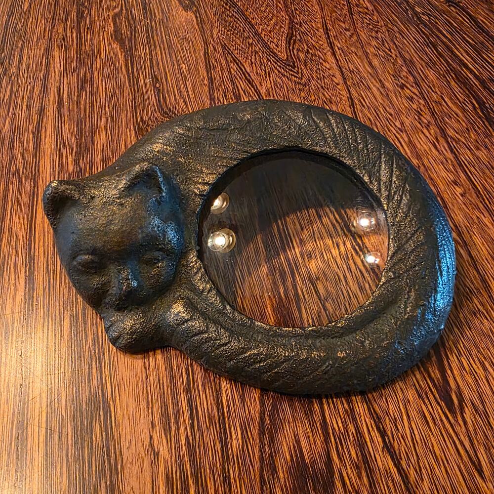 SPI Cat Desk Magnifier Sand Cast Iron finished in Bronze 2.5 Mag San Pacific